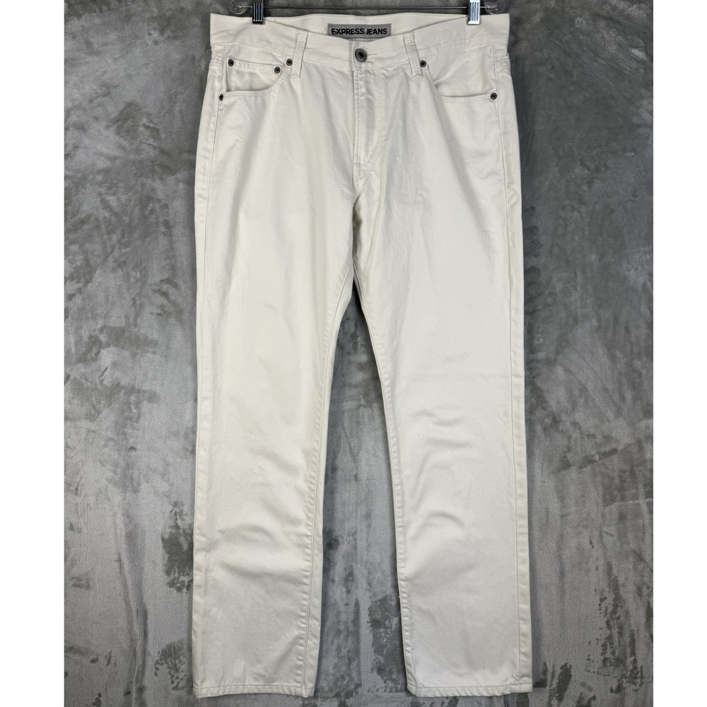 Express Kingston Classic Fit Straight Leg Creamβ Jeans Men Size 33x32